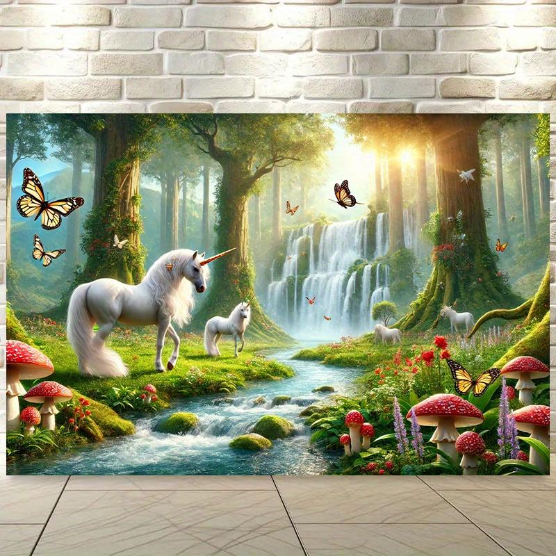 Natural scenery mountains rocks waterfall green plants banner background suitable forgarden decorationactivitiesor taking photos