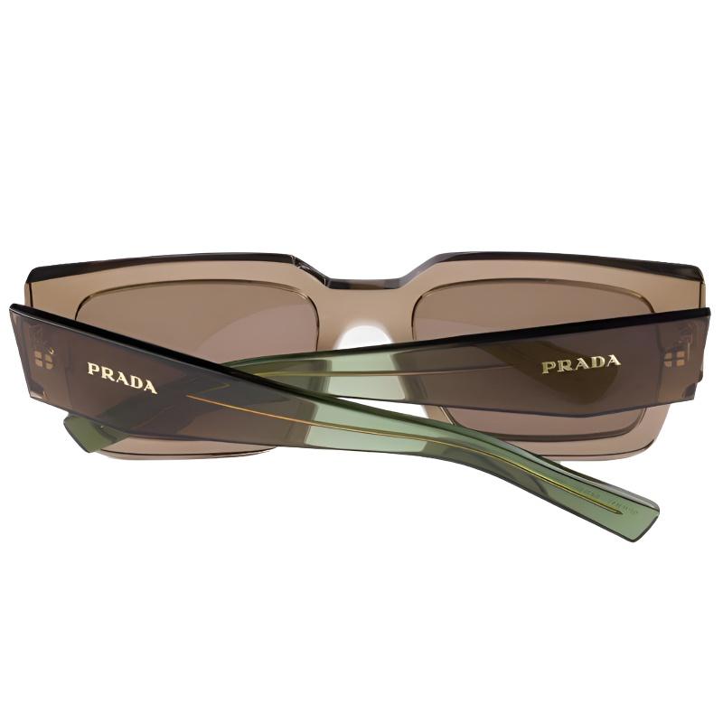 Prada Symbole Unique Three-dimensional Craftsmanship Acetate Square Sunglasses Unisex Couple Style Transparent Bark Brown
