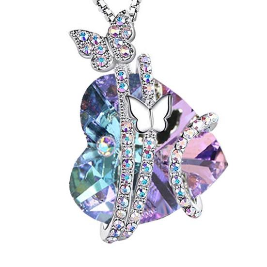 Women Necklace Butterfly Heart Rhinestones Jewelry Electroplating Bright Luster Necklace Jewelry Gifts