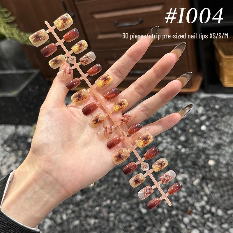 Rhinestone Gradient Blush Mermaid Cat-Eye Camellia Lily Nail Stickers - Set of 30 Pieces