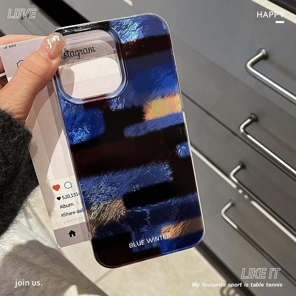 

Ретро Черно-синяя сетка Подходит для чехла для мобильного телефона Apple 16 IPhone 15 Promax Мазок 14112 Лак Вихрь iPhone16plus