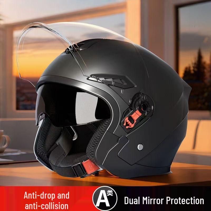 National 3C Certified Winter Double Visor Helmet, Unisex All-Season Electric Vehicle Safety Helmet.
