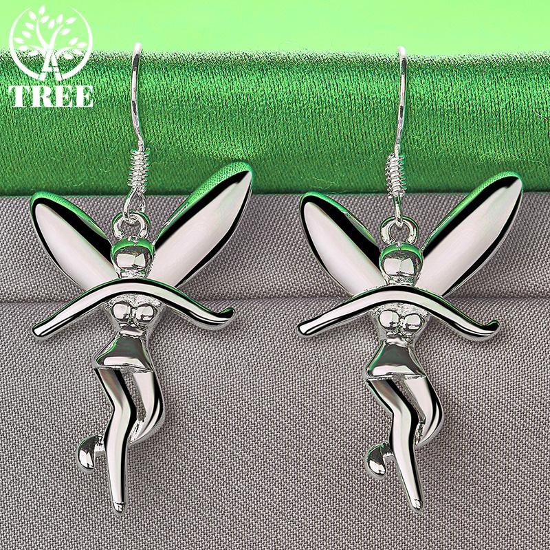 Beautiful 925 Sterling Silver Fairy Drop Earrings For Women Birthday Anniversary Party Creative Design Jewelry Charm Accessories