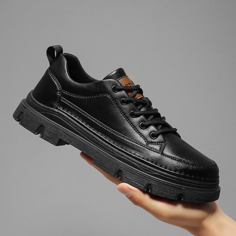 New Autumn and Winter Men's Leather Shoes Thick-soled Cowhide and Versatile Breathable Casual Men's Leather Shoes