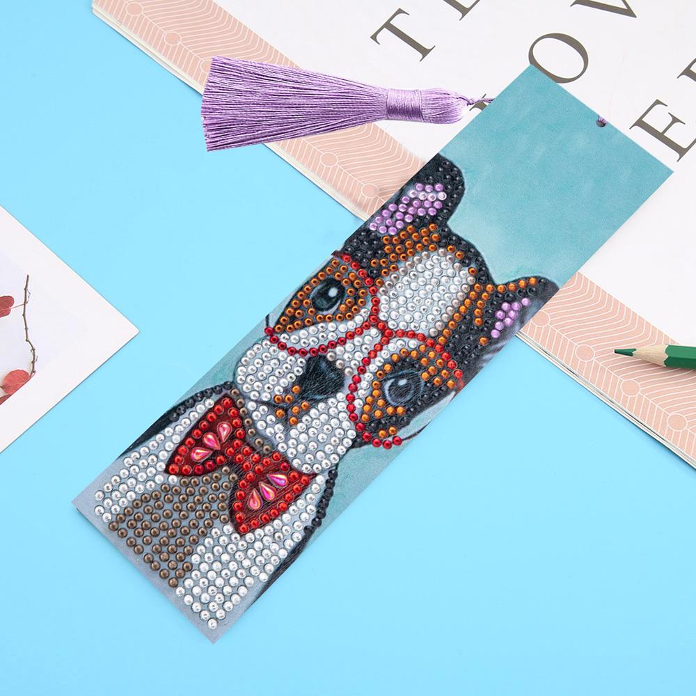 Diamond Painting Bookmarks Dog Diamond Bookmarks for Adults 5D DIY Bookmarks with Tassel Arts Crafts Set Gift