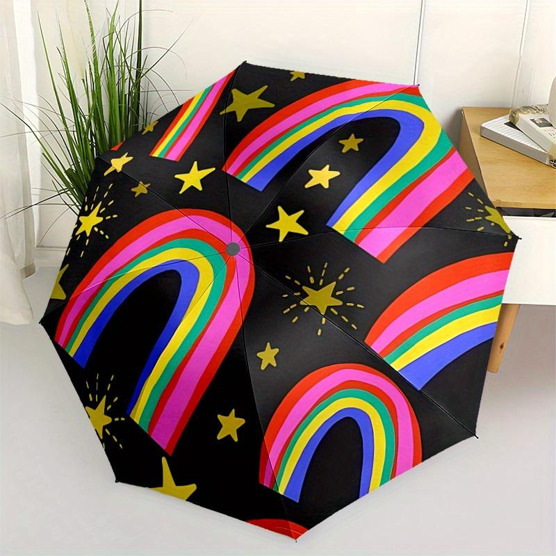 1pc Rainbow Automatic Open/close Folding Umbrella, Compact Portable Travel Umbrella,Durable Construction yy250814120