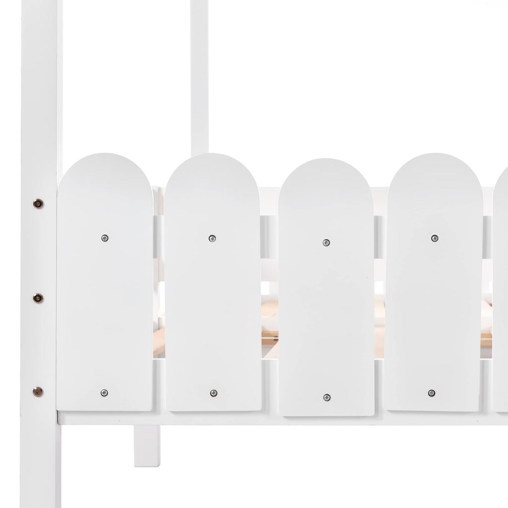 Flieks Children's Bed House Bed 90x200 Cm with 2 Drawers Double Bed, Versatile Wooden Treehouse Bed for Girls & Boys