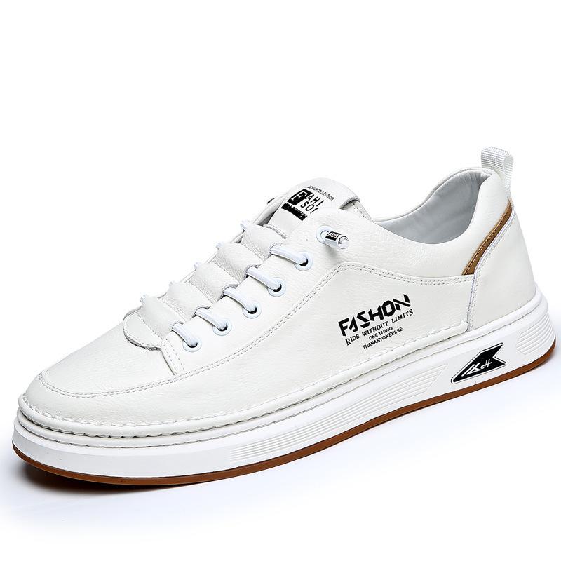 Férfi cipők, sokoldalú bőr kis fehér cipők, 2025 tavaszi és nyári új platform alkalmi cipők, lélegző sportcipő, férfi boardcipő