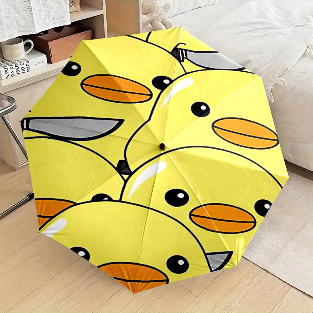 Modern Round Yellow Ducks Knives Yellow Elegant Pattern Umbrella