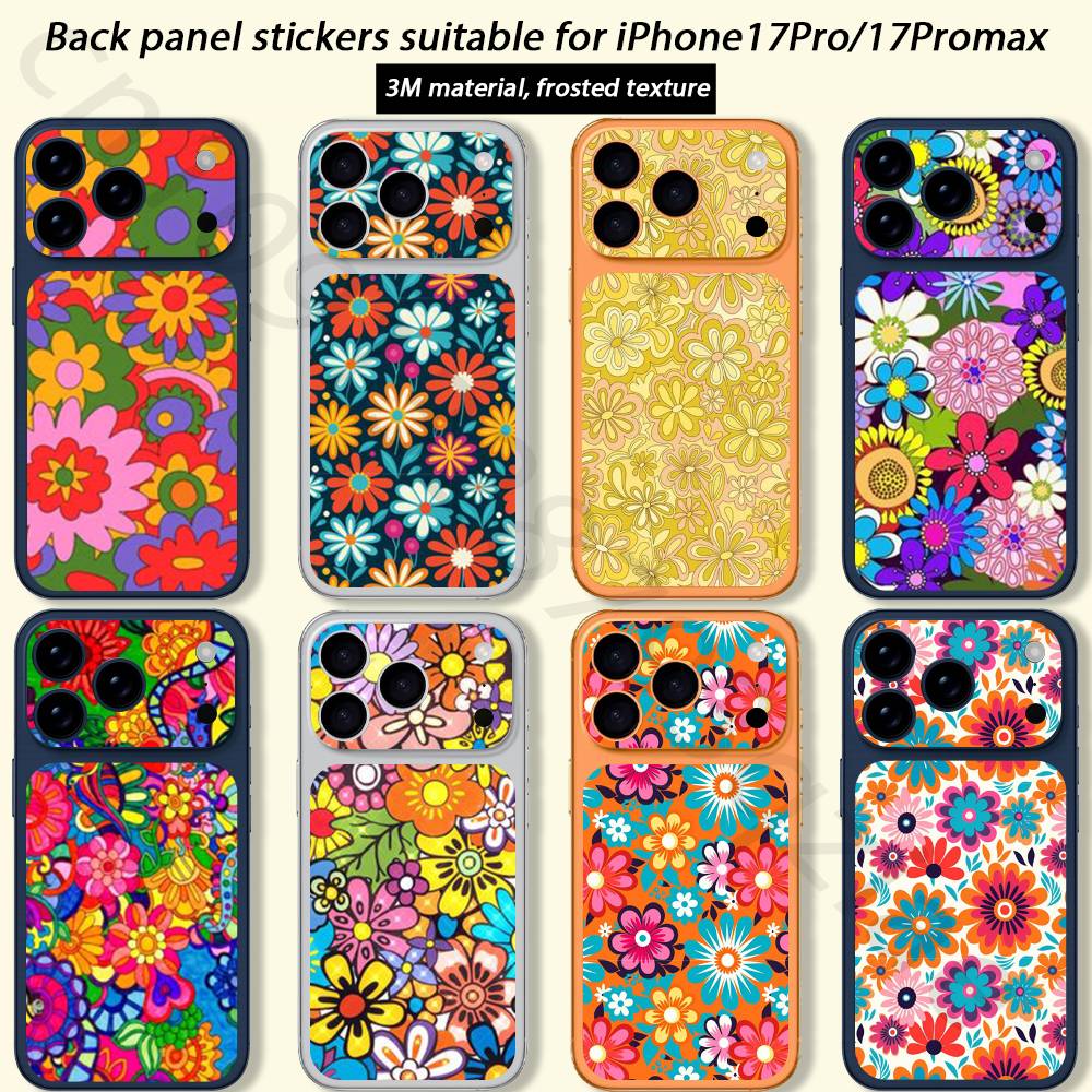 Hippie Psychedelic floral flowers TICKET Decal Skin Wrap for iPhone 17 Pro/Pro max Protective Film for Back, Frame, Camera