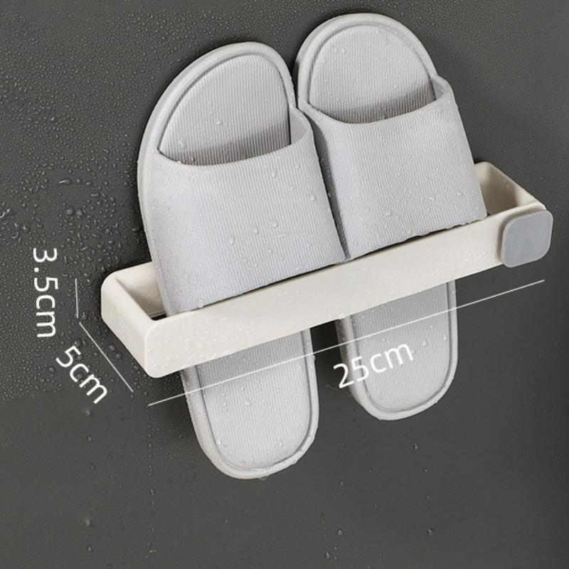 Raft pentru pantofi dintr-o bucată, montat pe perete, raft pentru papuci de baie, fără perforare, raft pentru economisirea spațiului, suport pentru agățat pentru baie