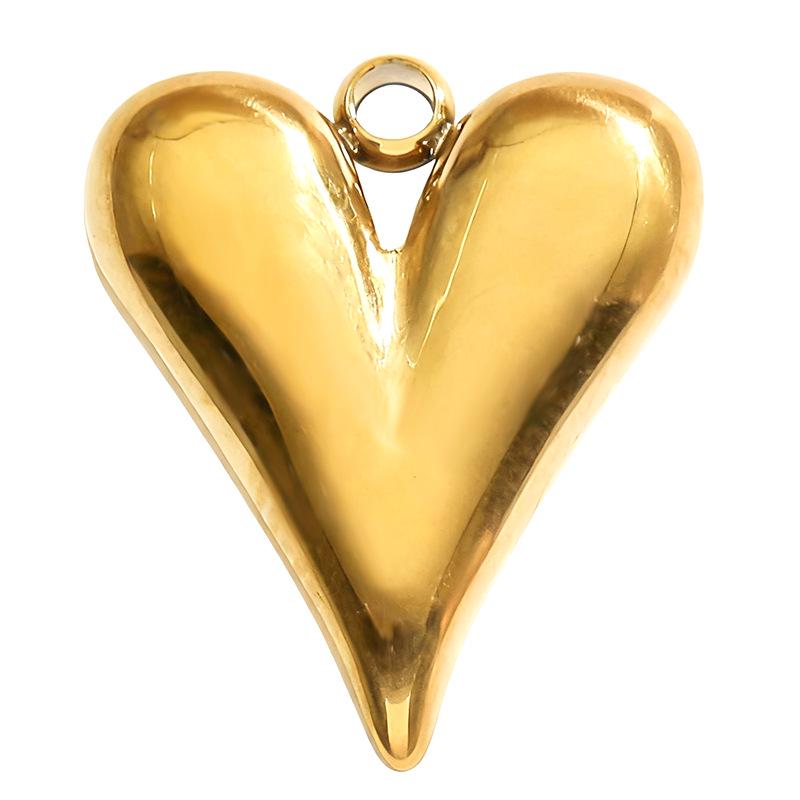 Doppelseitiger 3D-Herz-Halskettenanhänger, Edelstahl Pfirsichherz Schmuckzubehör