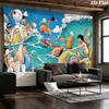 One Piece Straw Hat Crew Summer Ocean Surf Tapestry, Anime Wall Hanging Backdrop Bedroom Wall Decoration