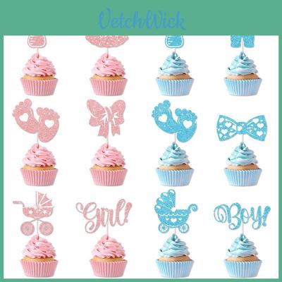 Cake Decor Flags For Boys And Girls First Birthday Party With Gold Glitter Paper