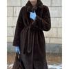 Damen S Faux Fur Langer Mantel Mit Gürtel Dicke Warme Oberbekleidung