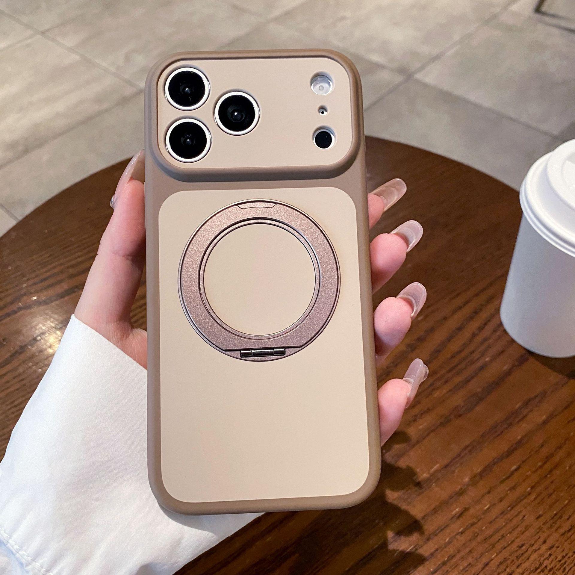 

Compatible with Apple 17Promax: Color-blocking Skin-Feel Phone Case with Rotating Magnetic Bracket, Fits 16PM, 15Promax Protective Cover. iPhone 16 Pro