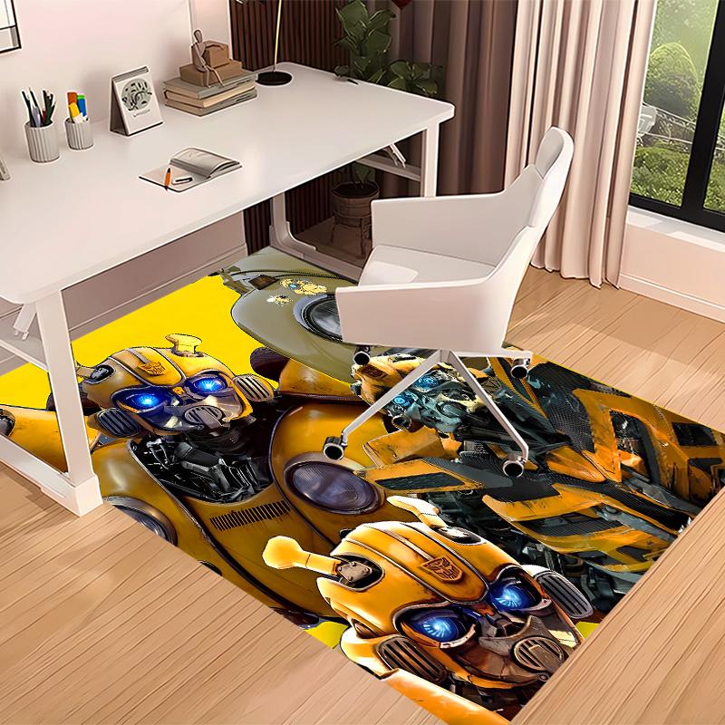 Bumblebee and Optimus Prime1 Printed Absorbent Washable Carpet, Non-Slip Bathroom Mats, Kitchen Rugs, Yoga Mat,Living Room Entrance, Camping Picnic Ru