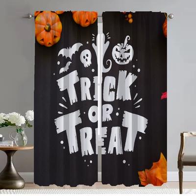 Happy Halloween Treat or Trick Modern Living Room Curtains 2 Pieces Kitchen Curtains for Camera Tulle for Bedroom Partition Home