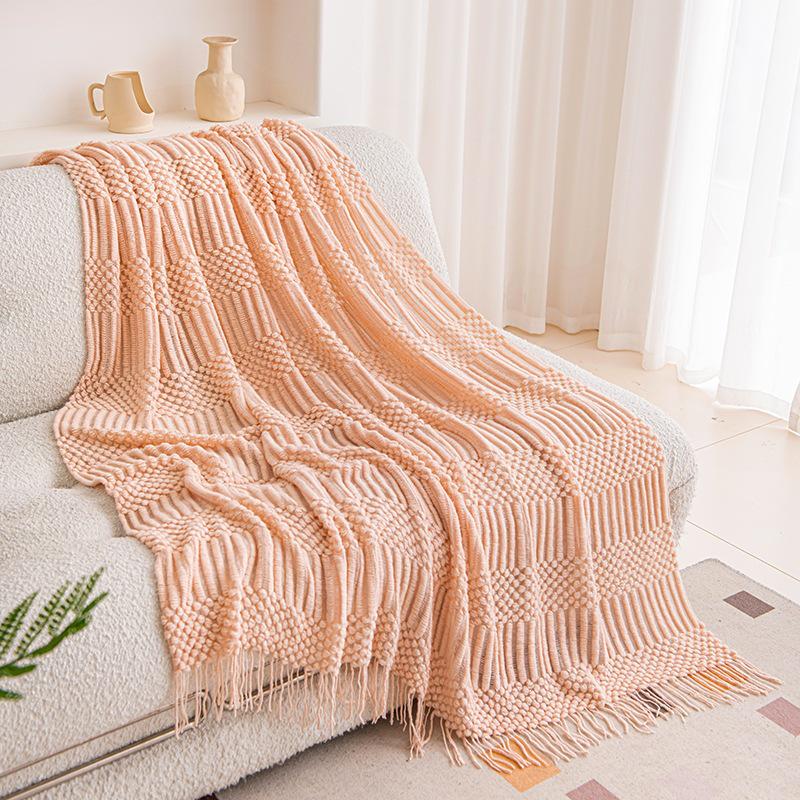 Light Luxury Solid Color Sofa Blanket - Air Conditioning, Decorative, Office Nap, Homestay, Autumn/Winter Use