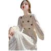 Gonna in maglia sottile ricamata a maniche lunghe con vento delicato da donna, lunghezza al ginocchio, temperamento invecchiato, taglie forti