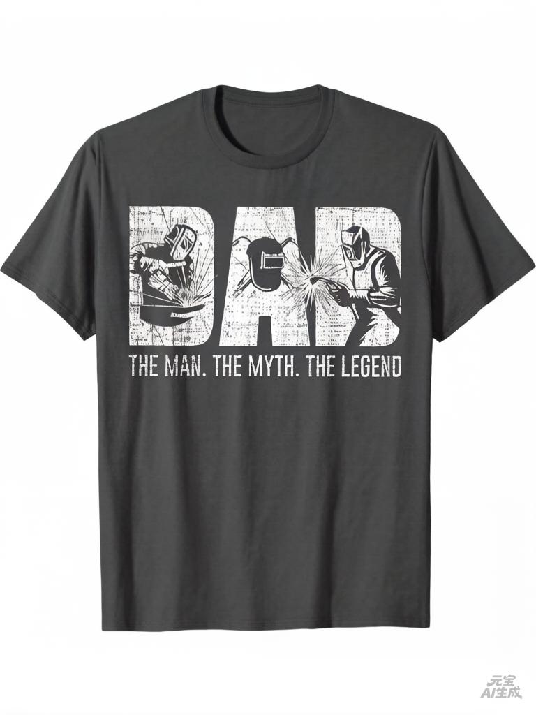 2025 Unisexs Dad T Shirt Welder Design Dad The Unisex The Myth The Legend Bold Graphic Print Regular Fit Crew Neck