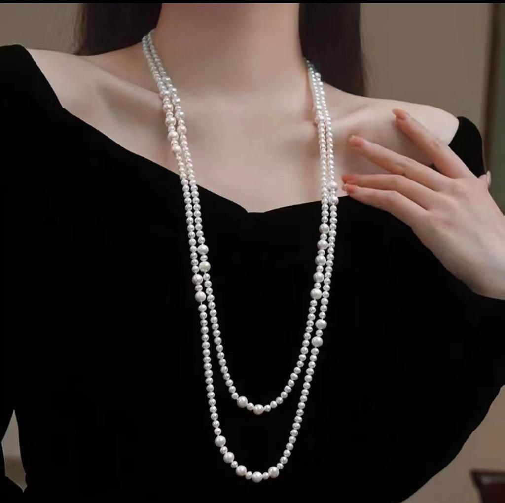 Korean Pearl Necklace: Luxurious Long Sweater Chain for Autumn/Winter
