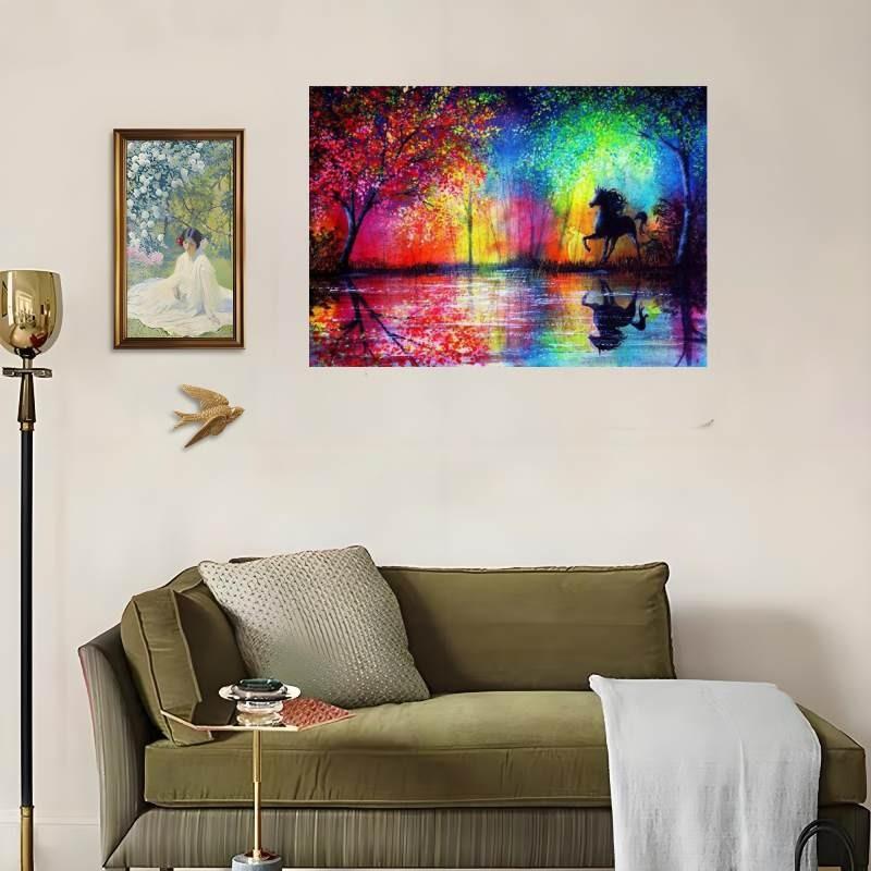 Canvas Horse Wall Art Animal Painting With Spray Technology For Home Decor