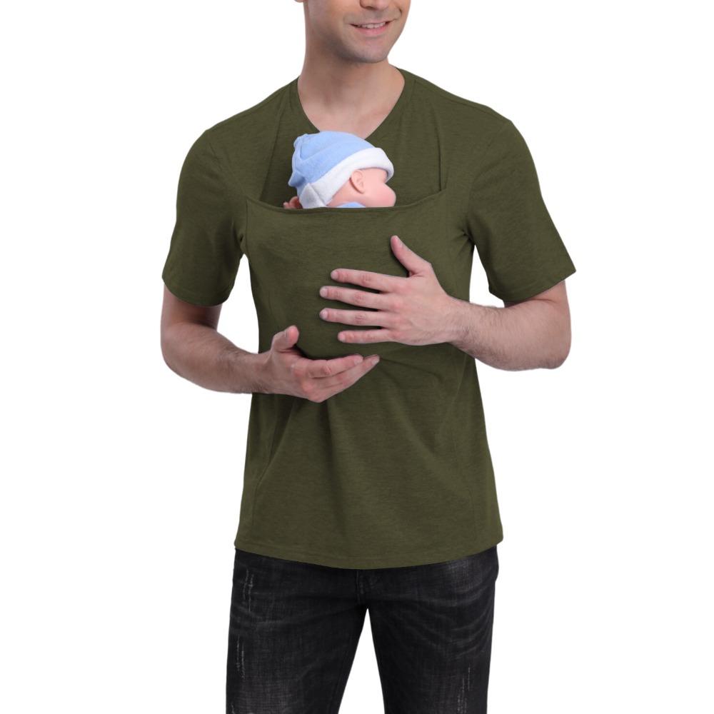 European and American Pure Cotton Thickened Kangaroo Father Kangaroo Mother Multi-functional T-shirt Long Sleeve
