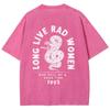 Cartoon Snake Letter Letter Print Women's T-Shirt Simple Short Sleeve Wash Oversized Cotton Top Personality Design Tee