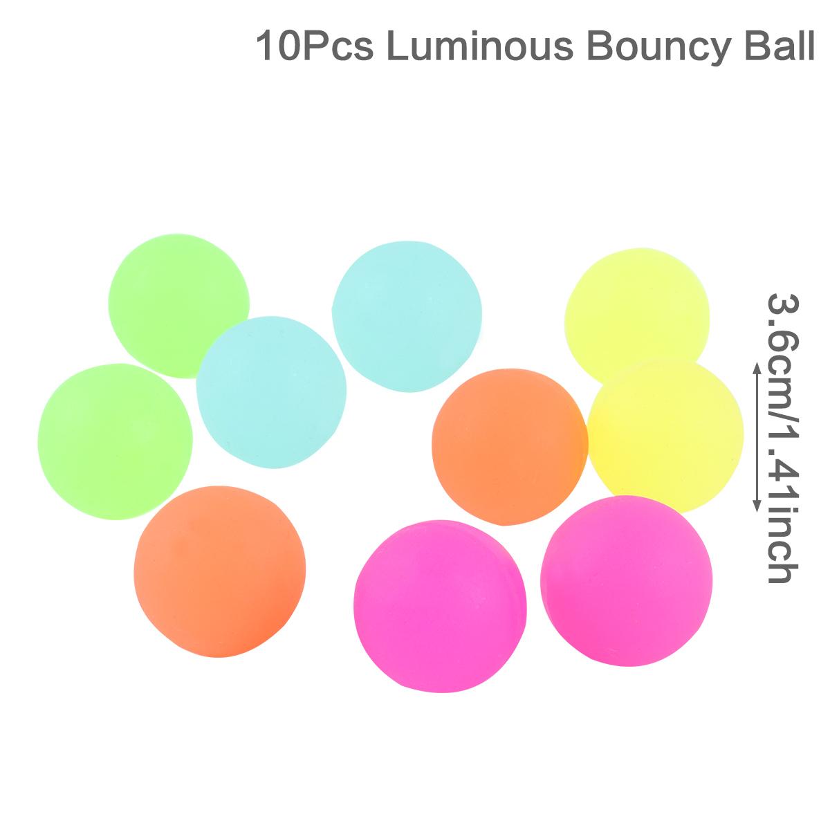 

10 шт. 3,6/4,2 см светящиеся шарики, высоко отскакивающие светящиеся шарики для снятия стресса, липкие настенные украшения для дома и вечеринки, детские игрушки для снятия тревожности, светящиеся в темноте