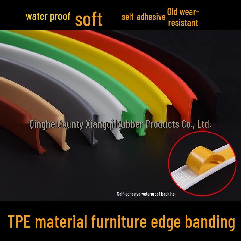 U-Shaped TPE Wood Cabinet Edge Banding Strip - Self-Adhesive Soft Seal for Furniture