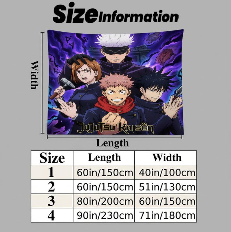 Jujutsu Kaisen Wall Tapestry Aesthetic Wall Hanging Printed Fabric Blanket Decorative Tapestries For Bedroom Living Room Home Decor
