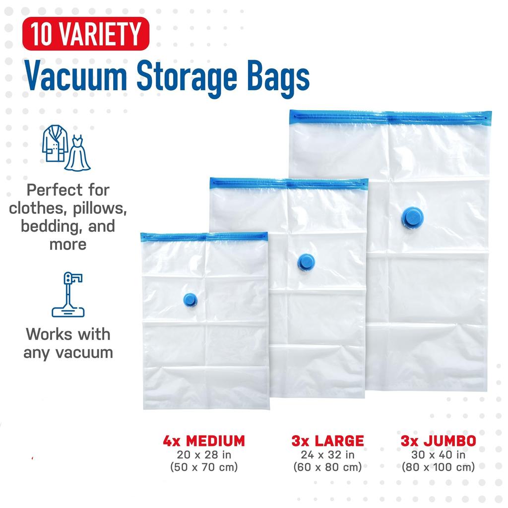 Vacuum Storage Bag for Clothing, Comforters, Blankets, Bedding Home Packing Organizers Not Include Pump