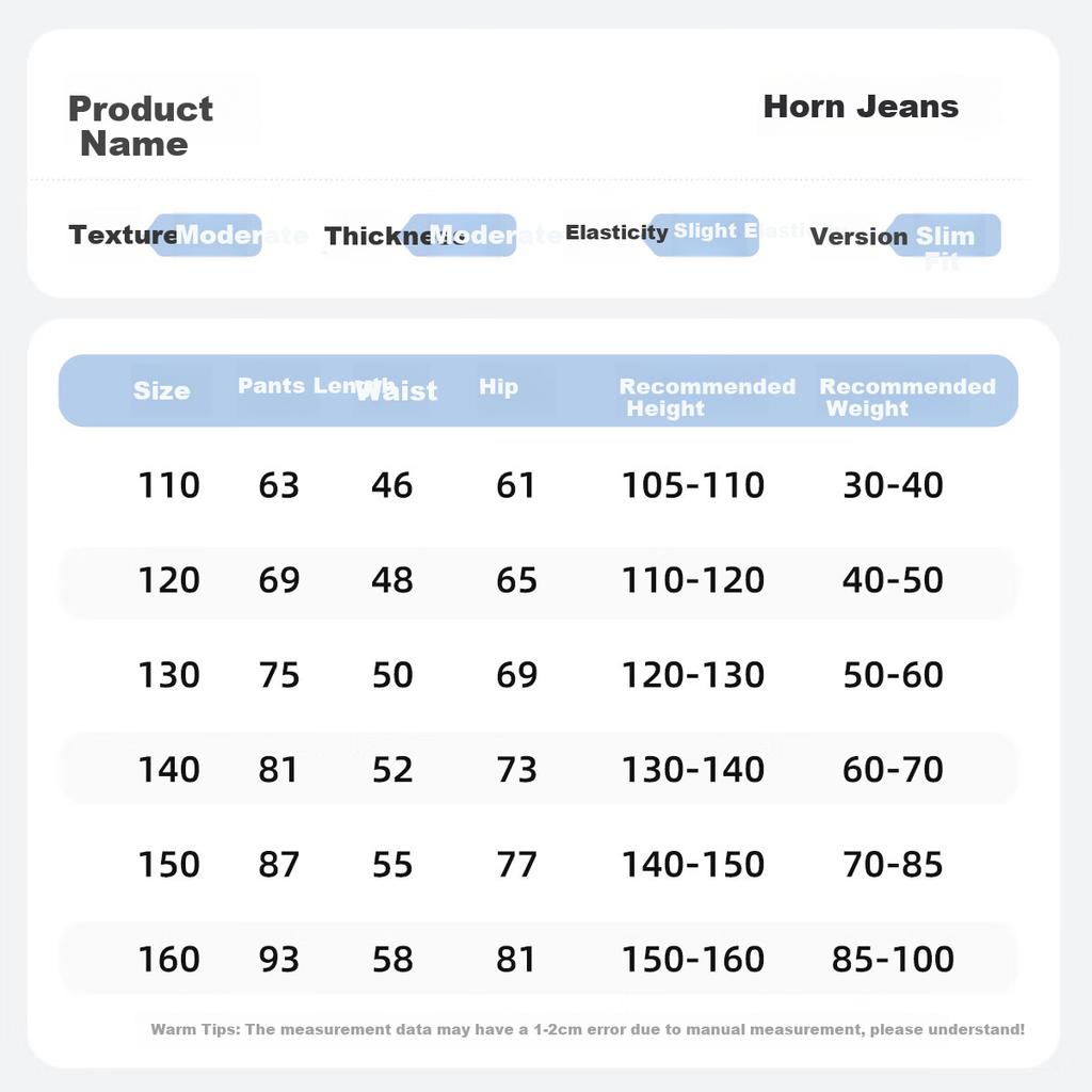 TonLion Girls' Denim Flared Pants, Trendy Spring Micro-Flare Pants, Split Denim Trousers, Blue, Size 110