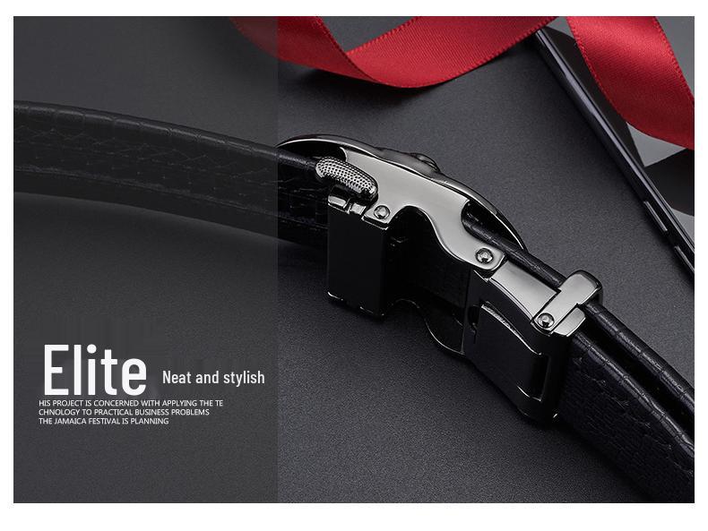 Men's Genuine Leather Belt with Lion Head Automatic Alloy Buckle