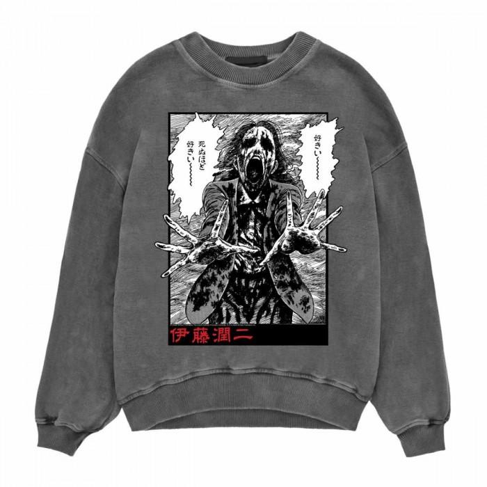 

Junji-Ito Unisex Adult Ghoul Acid Wash Sweatshirt L