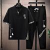 (Shirt + Trousers)  Summer Men's Shirts Men's Sets Shirts Two Piece Set  M-4XL