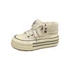 Thick-soled versatile high-top canvas shoes for women's 2025 autumn new breathable board shoes, small height-increasing student white shoes