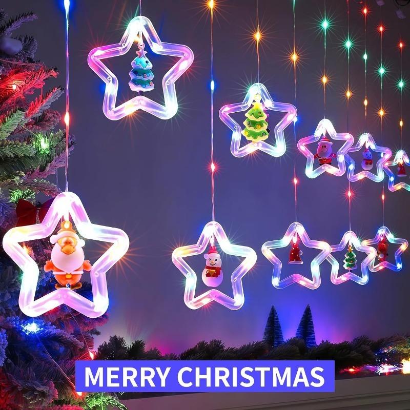 Christmas Decoration Atmosphere Lights Star Christmas Tree Round Colorful Curtain Lights Surprise Party Hotel Creative Decoration Lights