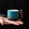 Exquisite Ceramic Tea & Coffee Cup with Wooden Handle - Gradient Glaze, Gift Box Set