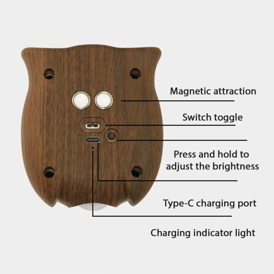 Owl Wall Lamp Rechargeable Motion Sensor Light with Dual-Glow Up And Down Soft Lighting Magnetic No-Drill