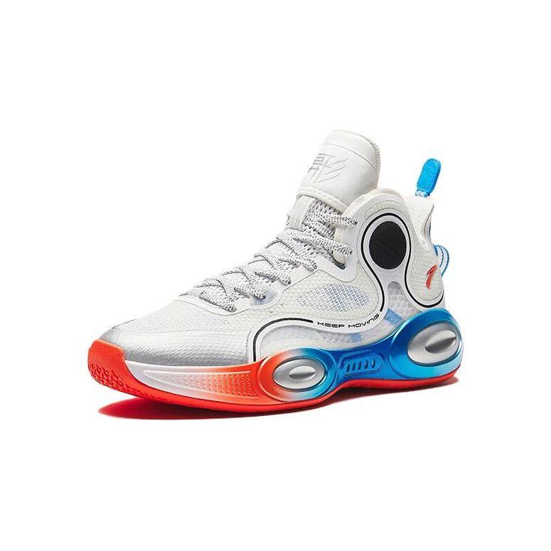 Anta Zapatillas de Baloncesto de Caña Alta para Niños con Pomo Redondo, Absorción de Impactos, Resistentes al Desgaste, Plateadas Negras T12331190R-2