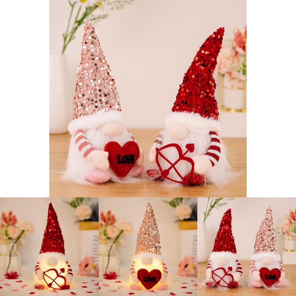 Day Valentines Enchanting Decorative No Face Doll With Gleaming Sequins And Led Lights For Cozy Ambiance