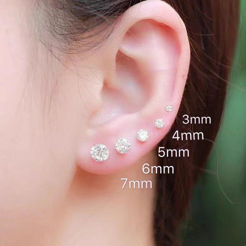 Flash Sparkle Mini Zircon Earrings White Ear Stud for Women Men Girl Accessories Jewelry