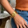 Exaggerated Punk Irregular Wide Cuff Bangle for Women Stainless Steel Gold Color Geometric Bangle Stackable Trendy Jewelry