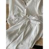 White Cotton and Linen Wide-leg Pants Women's Summer Thin Elastic Waist Versatile Casual Loose Straight Trousers Baggy Pants