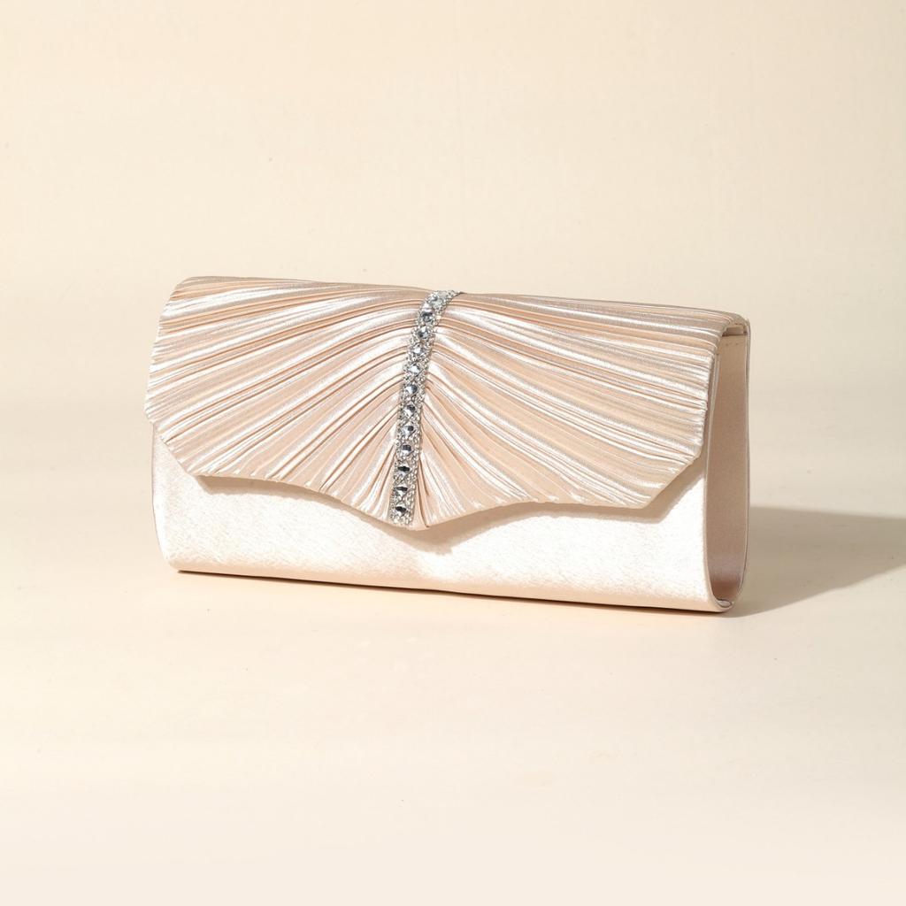 Luxury Envelope Evening Clutch Bag New Bright Grain Wrinkle Textured Long Hardware Shoulder Bag Wedding Handbag for Wedding Bag