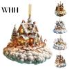 Holiday House Hanging Decor Christmas Pendant Acrylic 2D Flat Ornament Mini Snow-covered Cabin Cartoon Decoration for Tree Mantel Car Charming