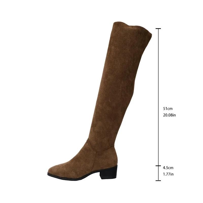 

Модная женская обувь больших размеров 2024 года, новые однотонные простые женские сапоги выше колена, удобные и теплые зимние длинные сапоги 42 верблюд
