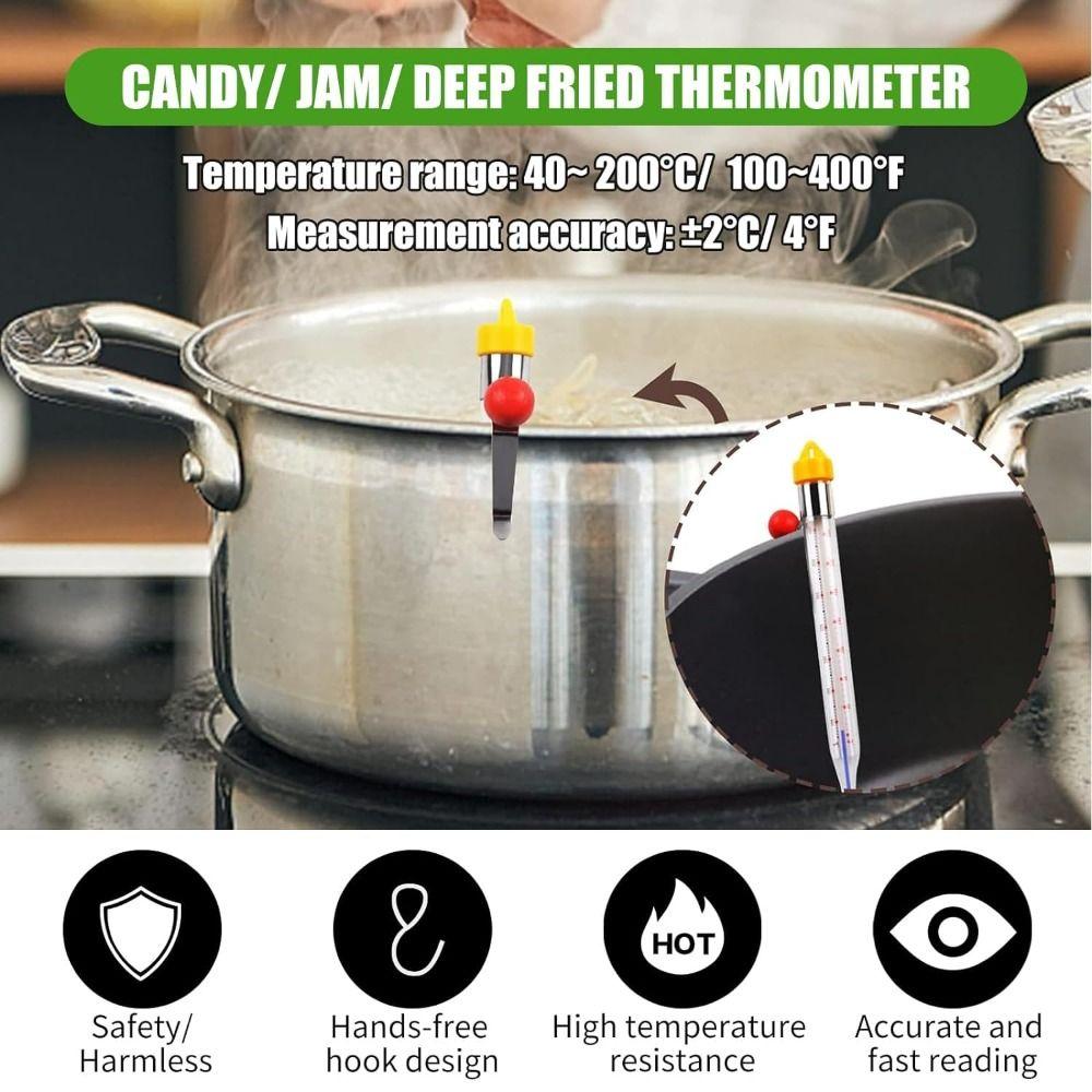 50-200℃ Candy Thermometer with Pot Clip Instant Read Cooking Food Thermograph Safety with Protective Cover